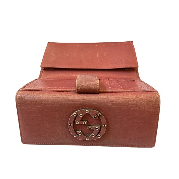 Authentic Gucci Pink/ Mauve Double Interlocking G Studs  Long Wallet - Picture 10 of 13